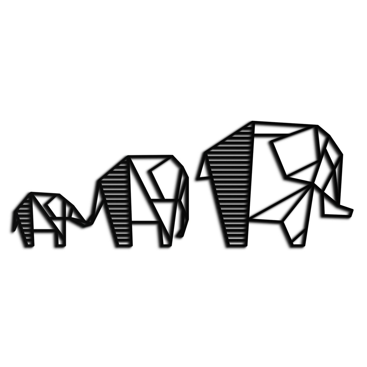Geometric Elephant Family Metal Wall Art - Modern Decor