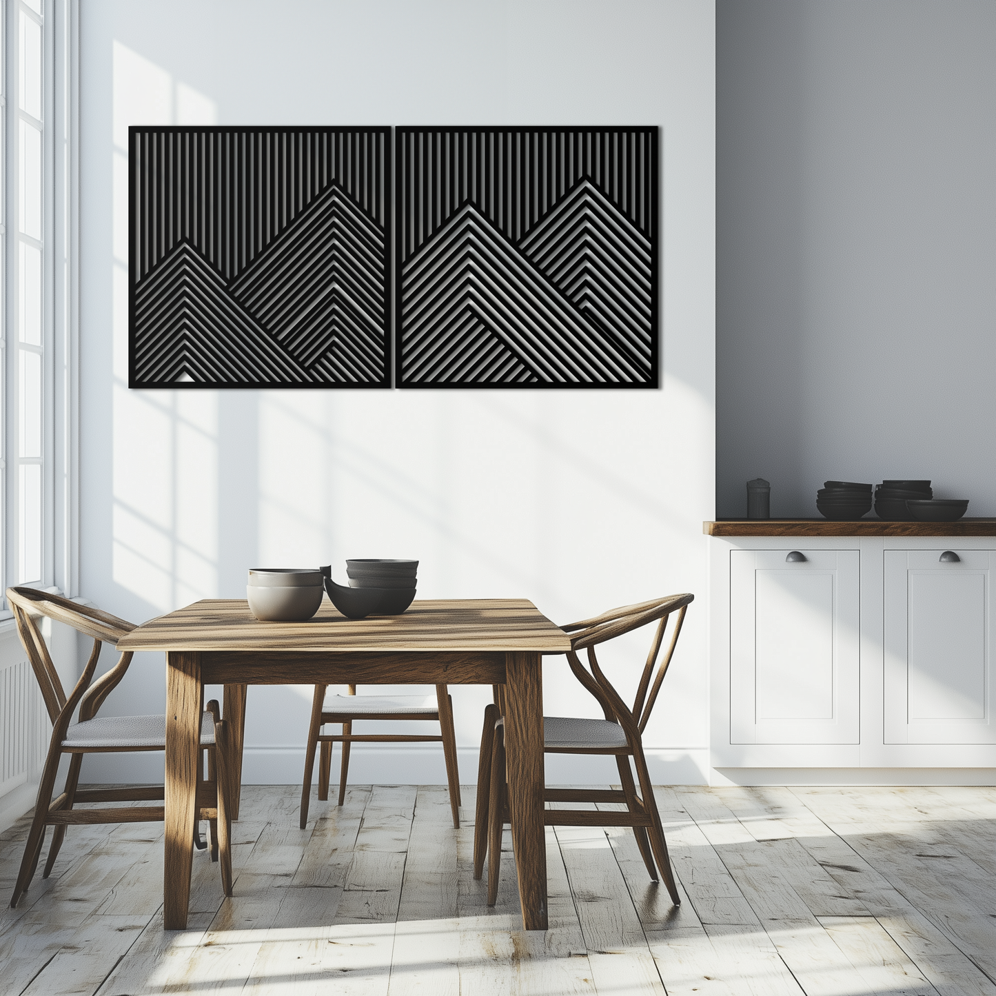 Geometric Mountain Landscape Metal Wall Art