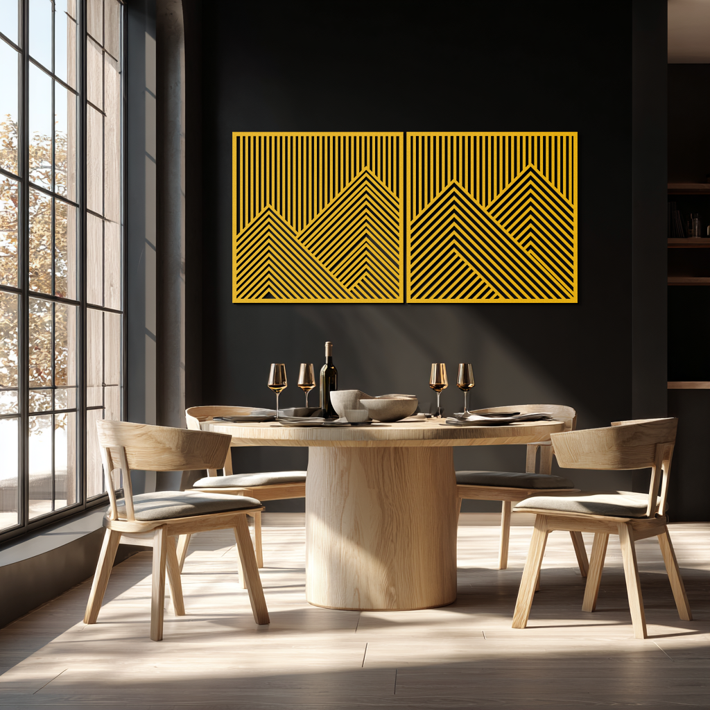 Geometric Mountain Landscape Metal Wall Art