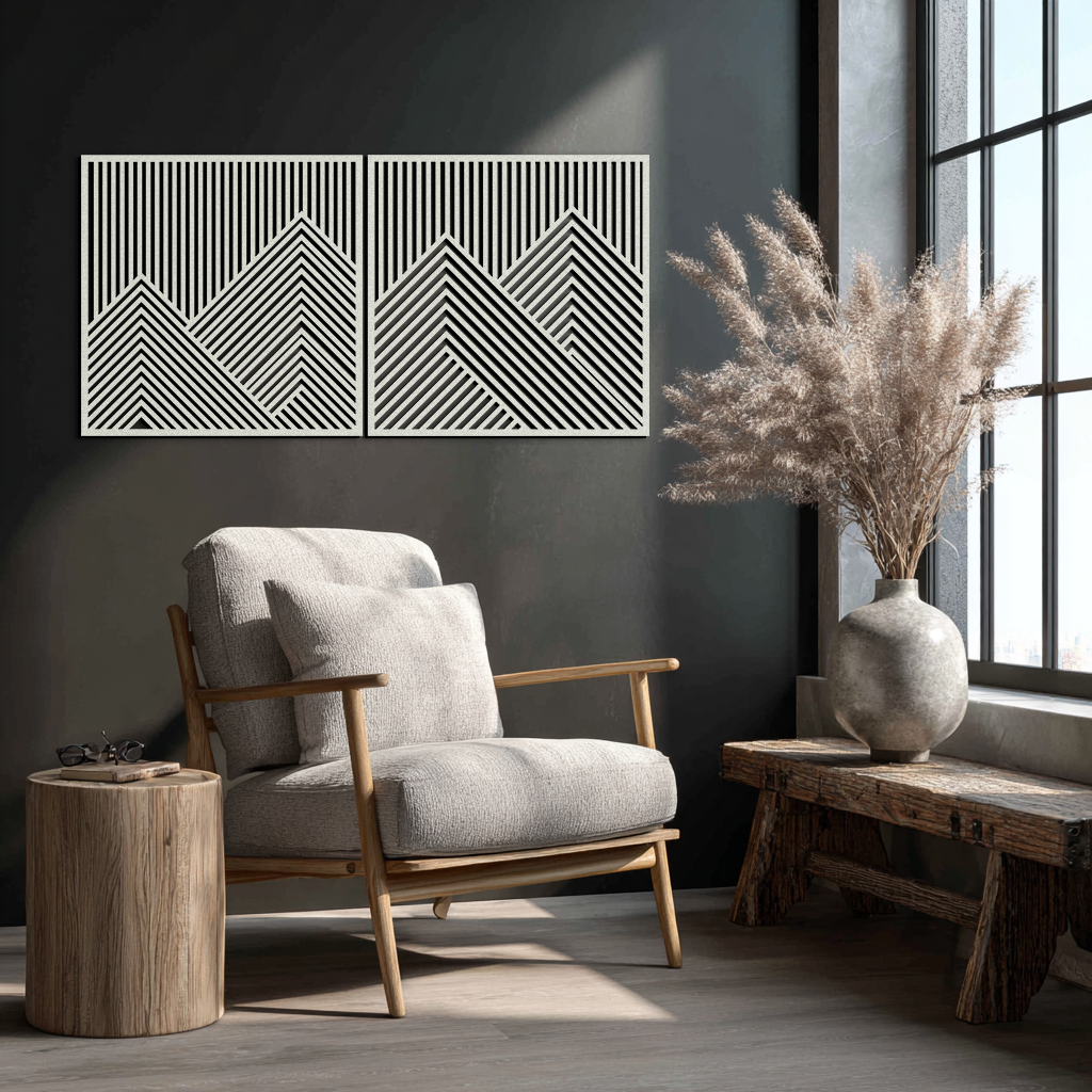 Geometric Mountain Landscape Metal Wall Art