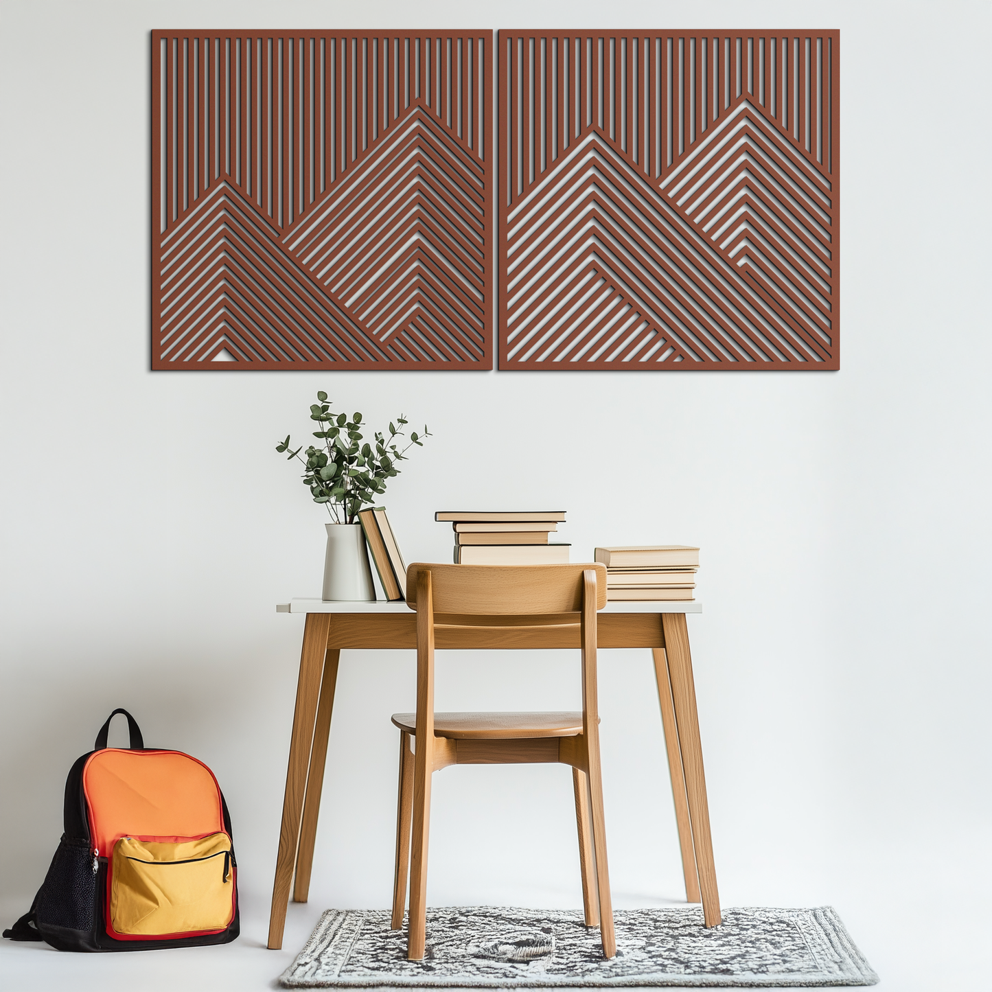 Geometric Mountain Landscape Metal Wall Art