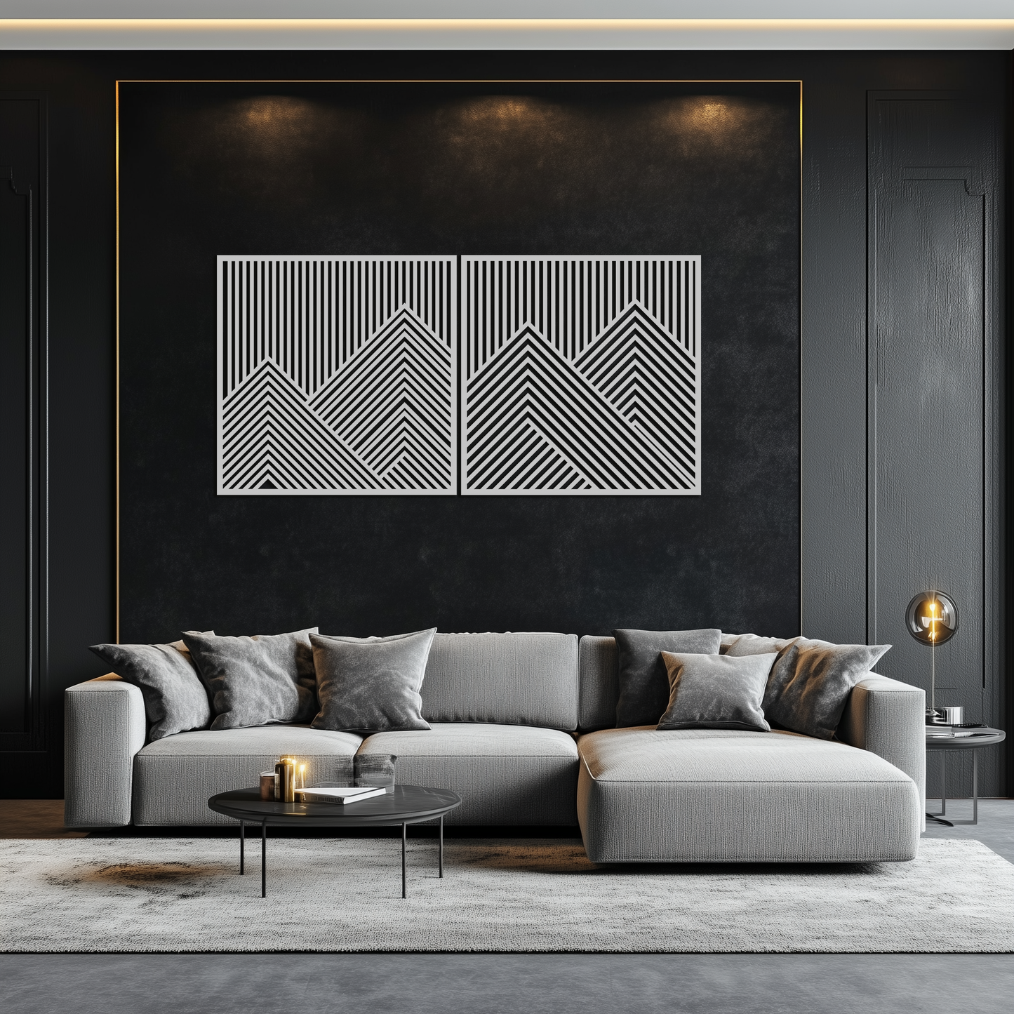 Geometric Mountain Landscape Metal Wall Art