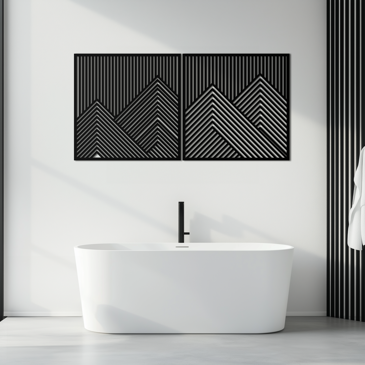 Geometric Mountain Landscape Metal Wall Art