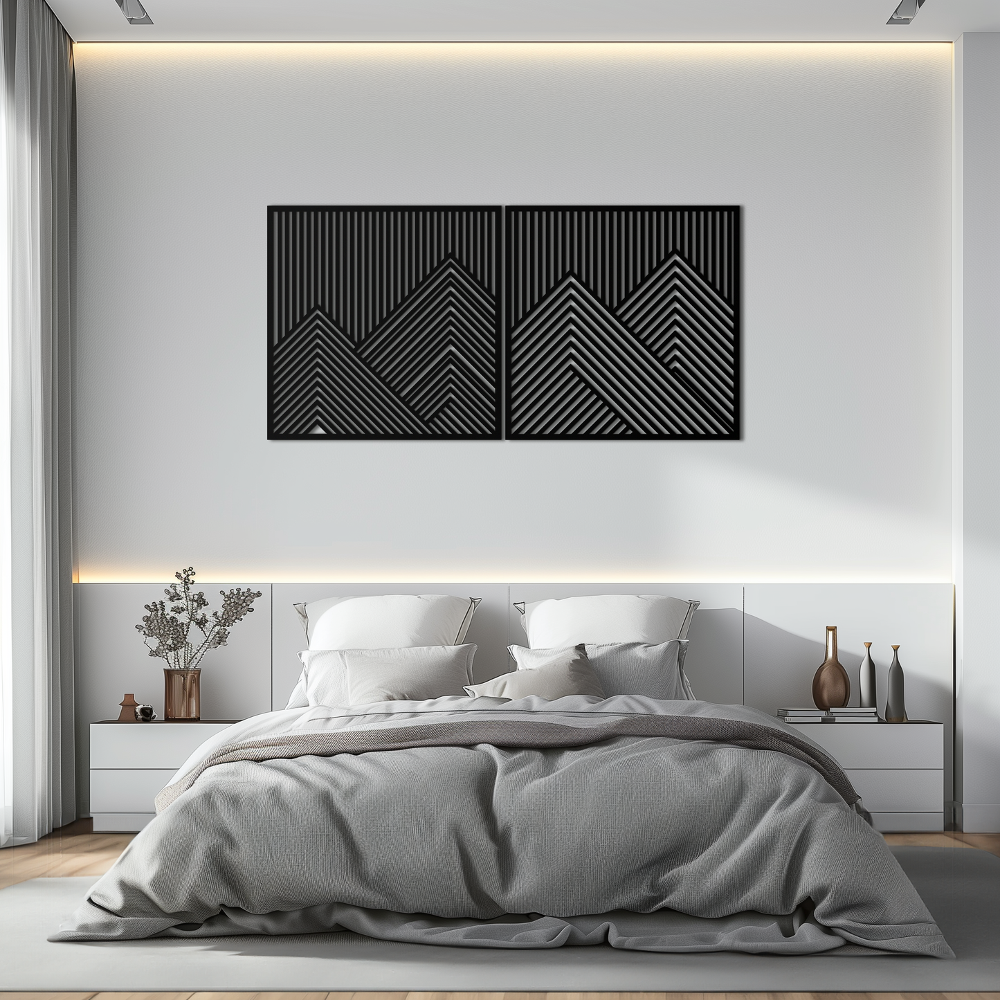 Geometric Mountain Landscape Metal Wall Art