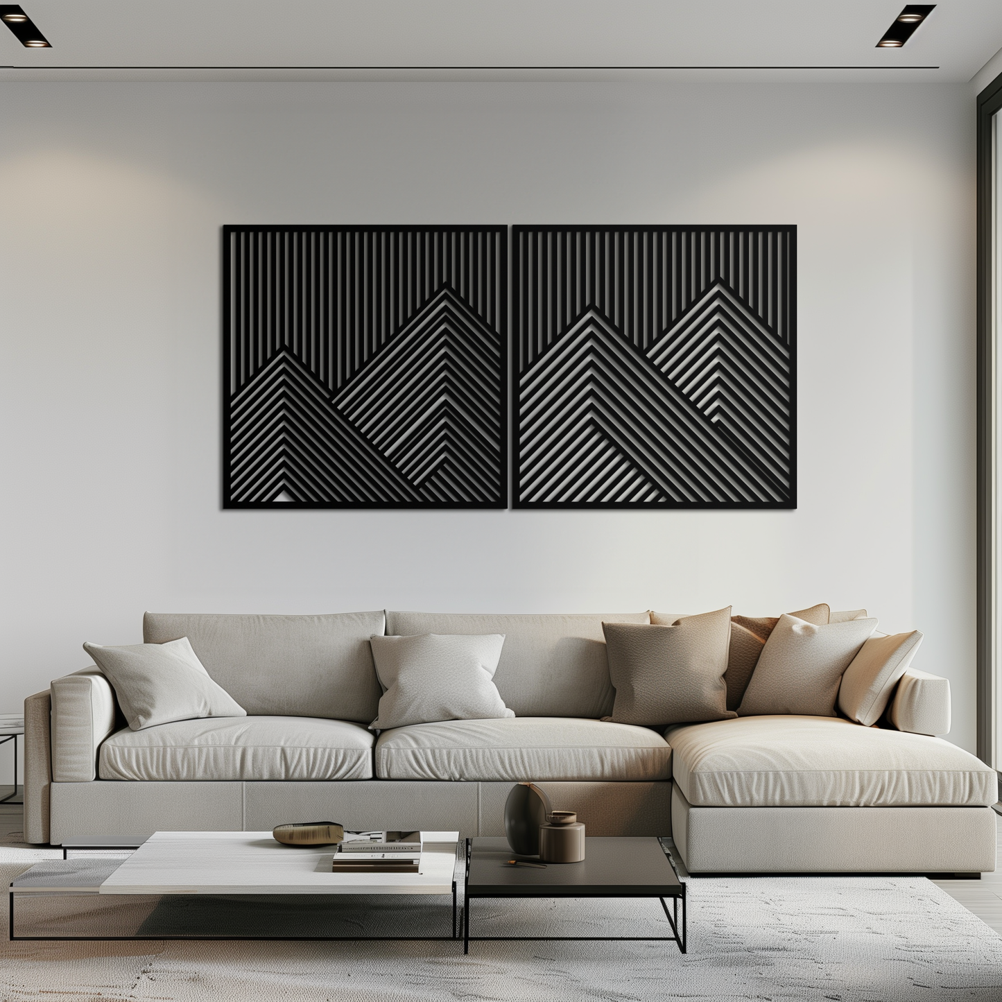 Geometric Mountain Landscape Metal Wall Art