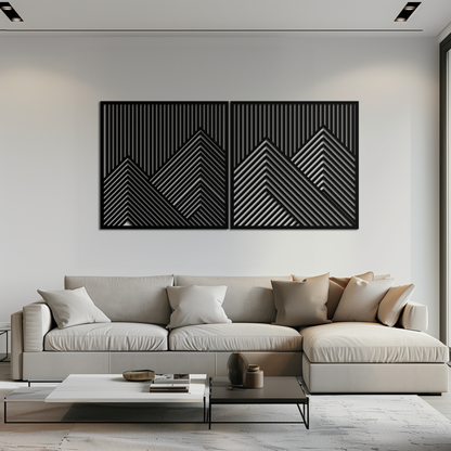 Geometric Mountain Landscape Metal Wall Art
