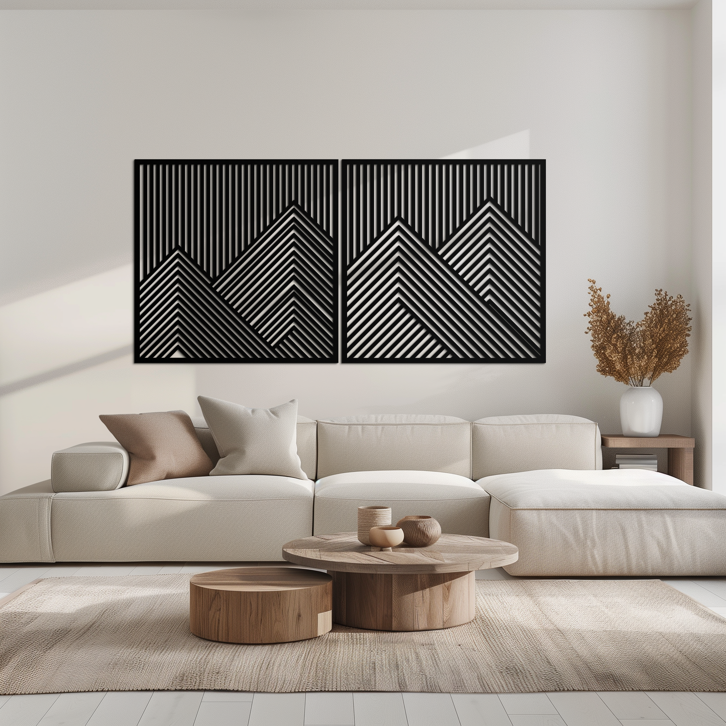 Geometric Mountain Landscape Metal Wall Art
