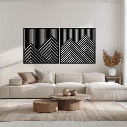 Geometric Mountain Landscape Metal Wall Art