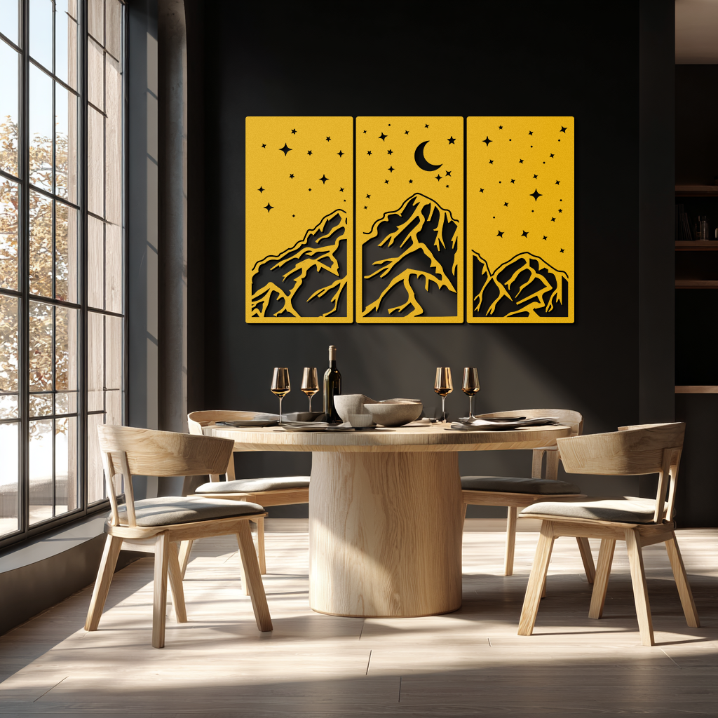 Mountain Nightscape 3-Panel Metal Wall Art