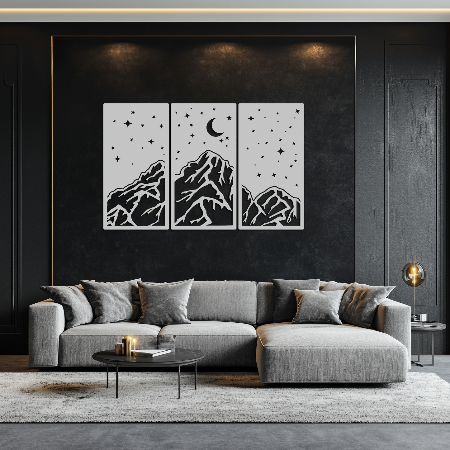 Mountain Nightscape 3-Panel Metal Wall Art