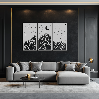 Mountain Nightscape 3-Panel Metal Wall Art