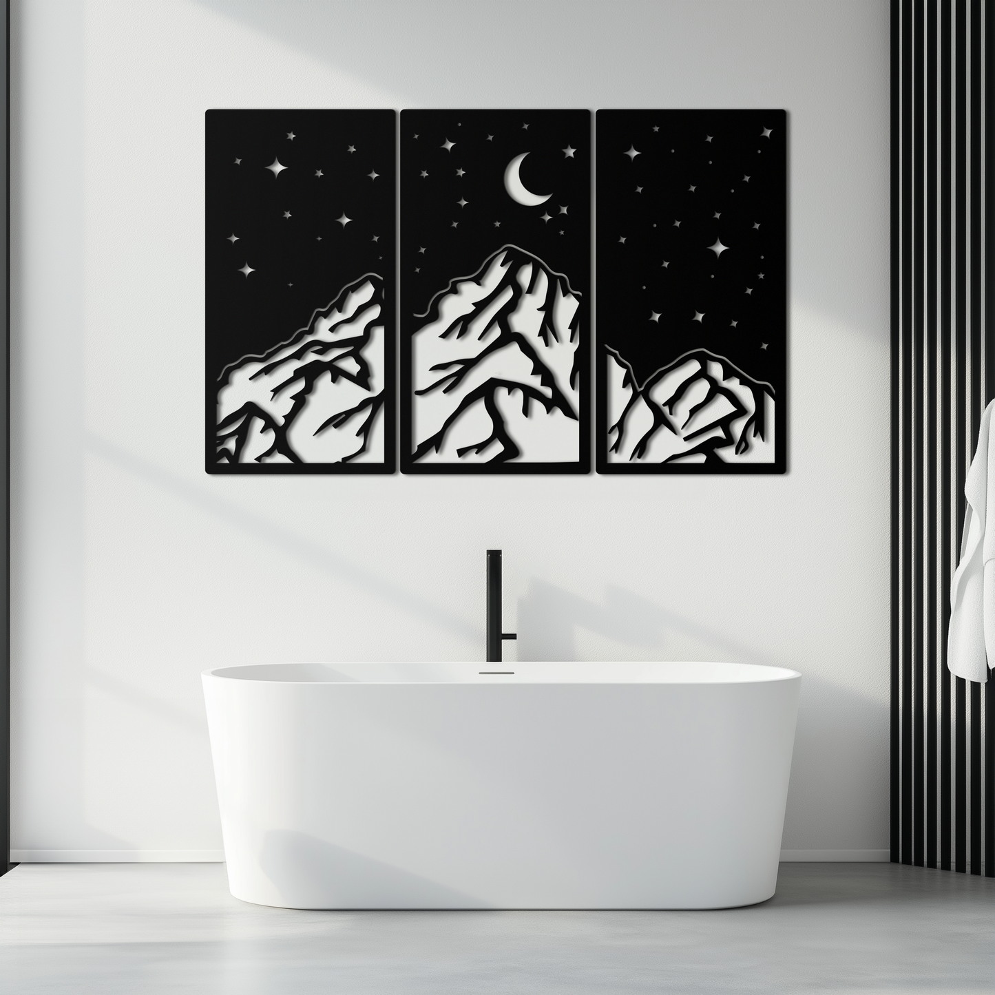 Mountain Nightscape 3-Panel Metal Wall Art