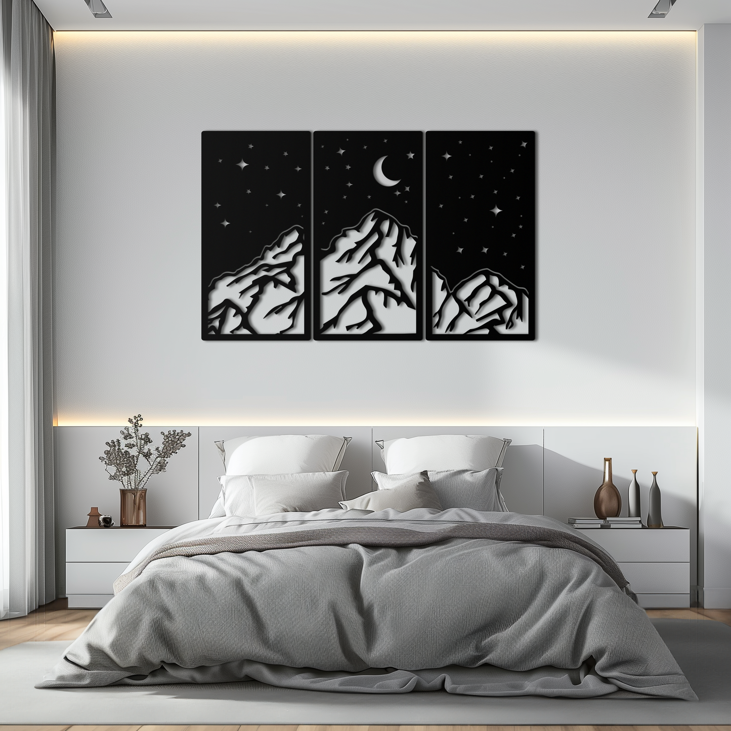 Mountain Nightscape 3-Panel Metal Wall Art