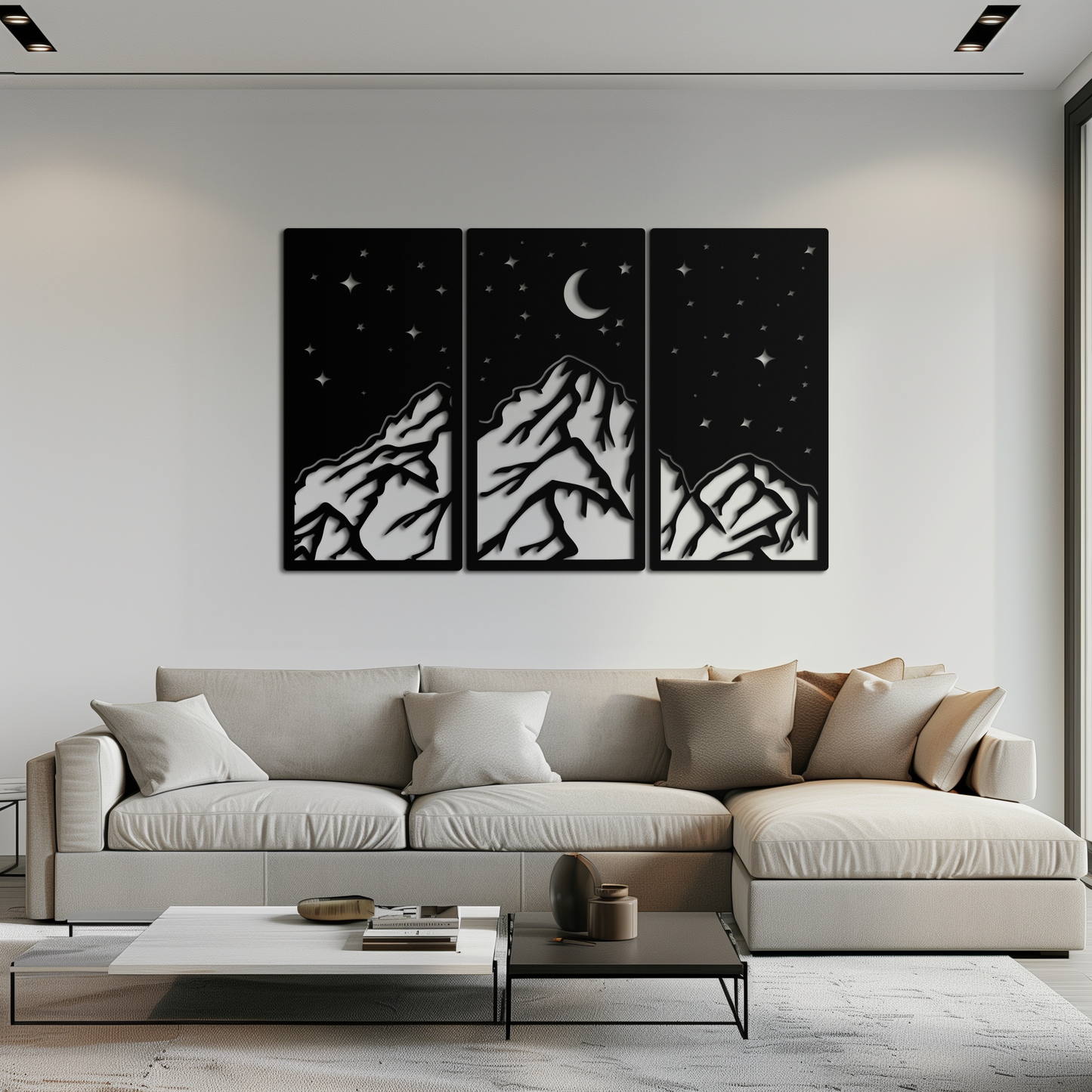 Mountain Nightscape 3-Panel Metal Wall Art