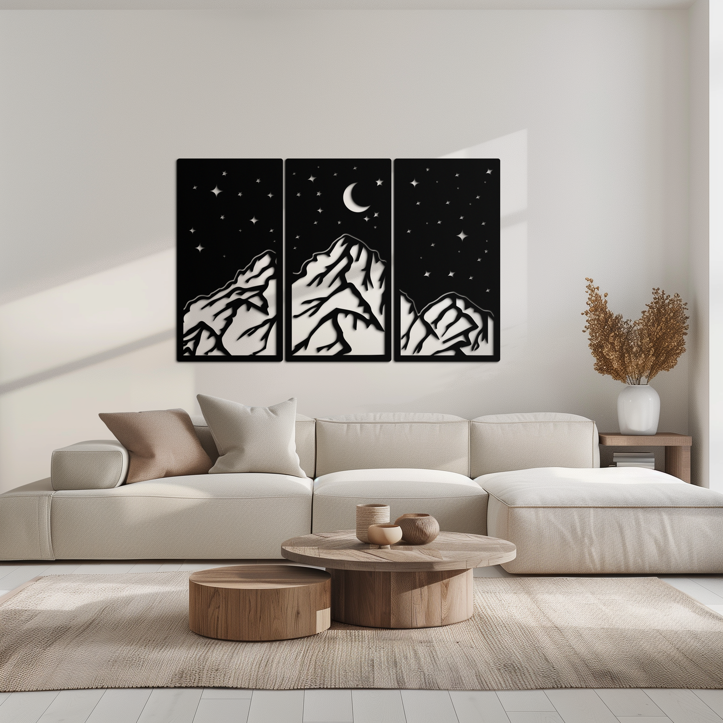 Mountain Nightscape 3-Panel Metal Wall Art