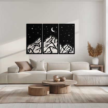 Mountain Nightscape 3-Panel Metal Wall Art