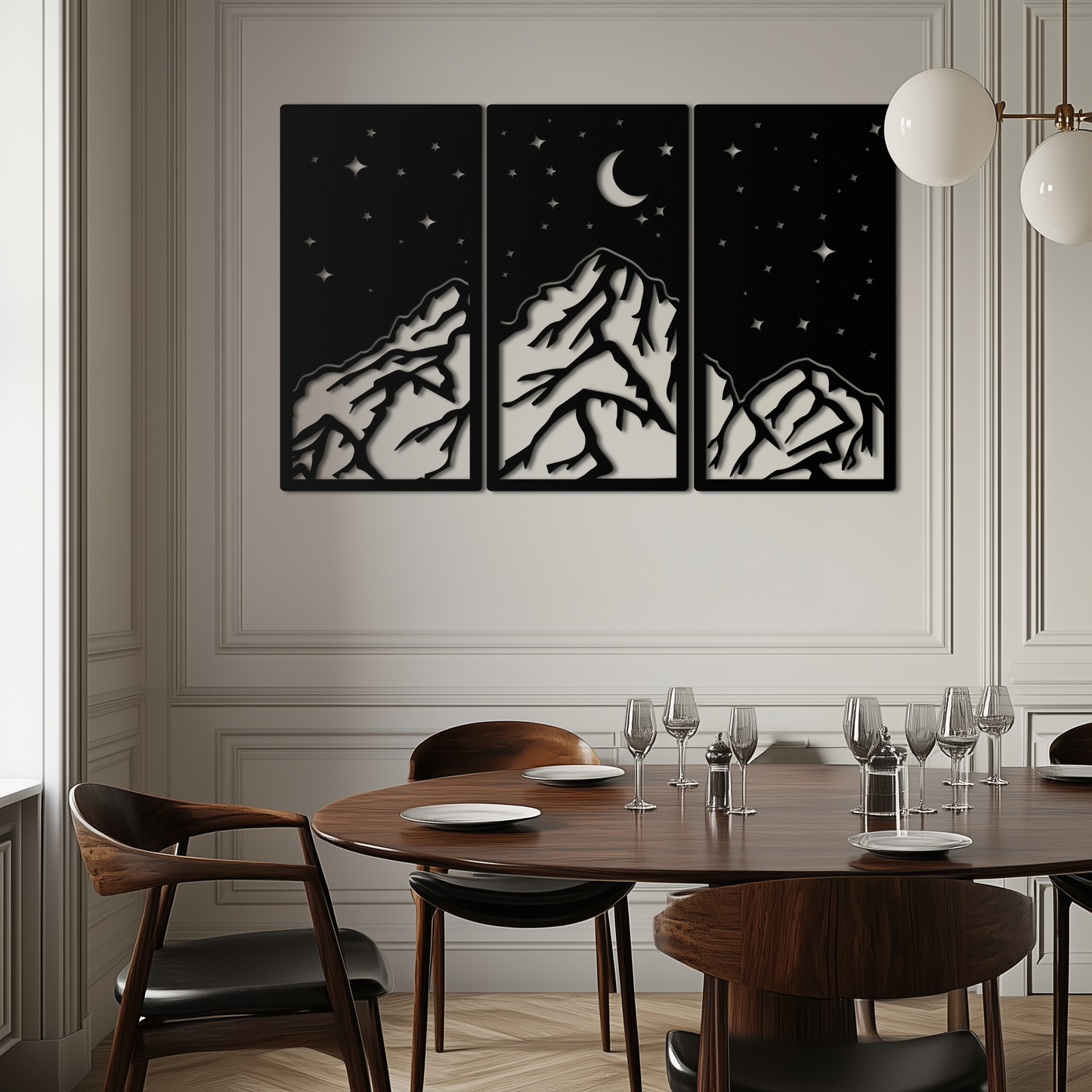 Mountain Nightscape 3-Panel Metal Wall Art