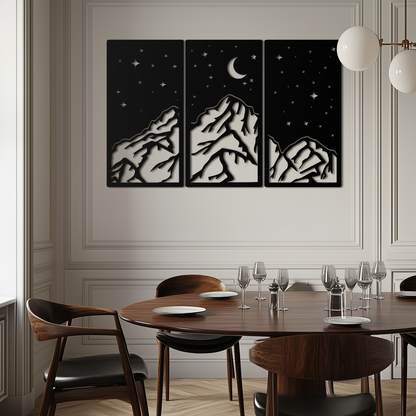 Mountain Nightscape 3-Panel Metal Wall Art