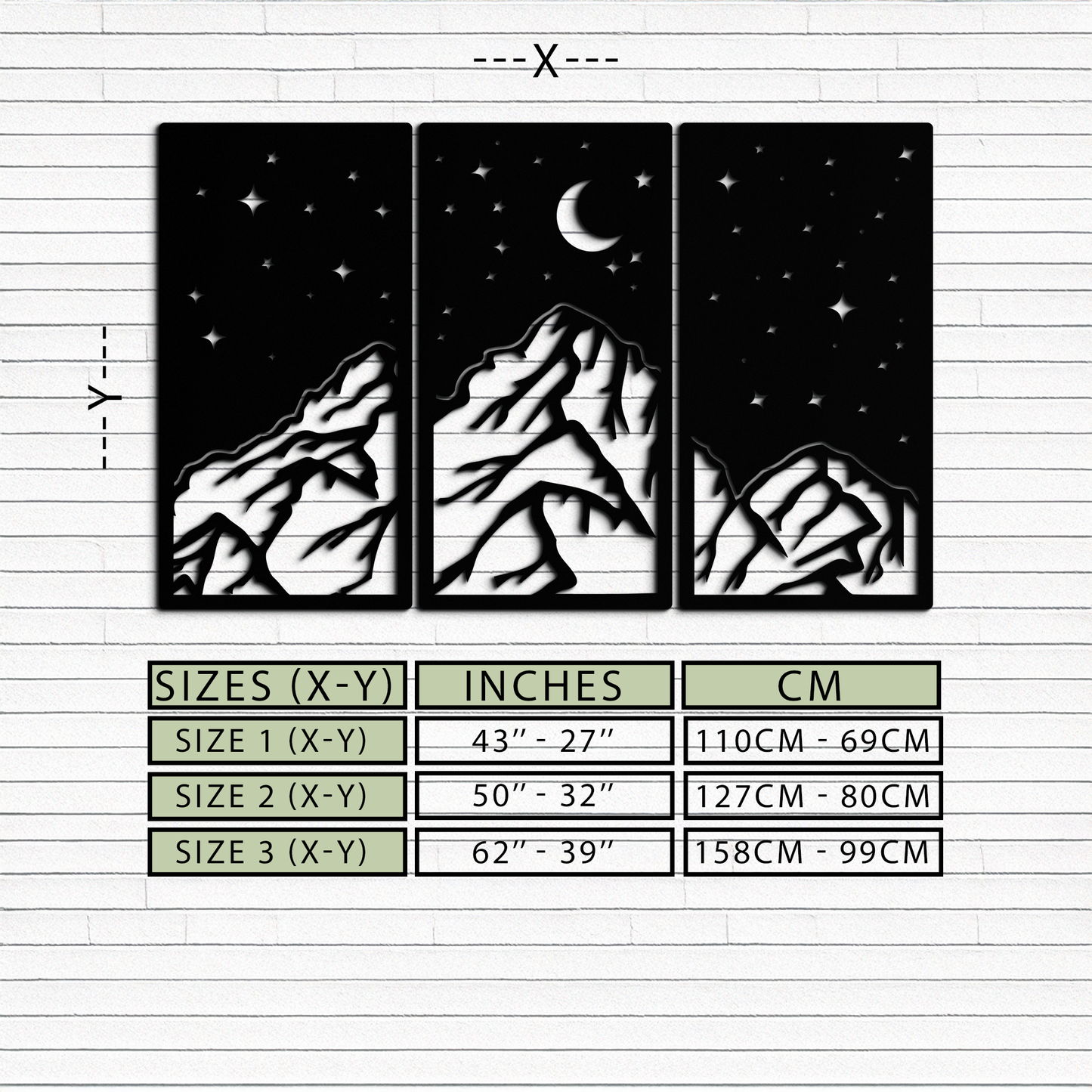 Mountain Nightscape 3-Panel Metal Wall Art