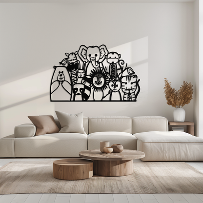 Cute Animal Metal Wall Art - Jungle and Safari Decor