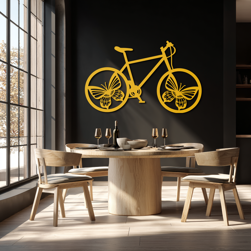 Butterfly Wheel Bicycle Metal Wall Art