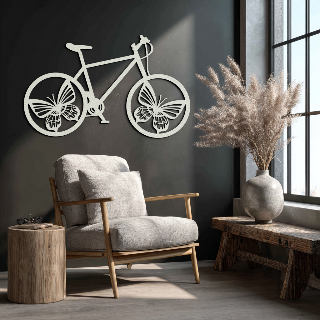 Butterfly Wheel Bicycle Metal Wall Art