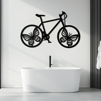 Butterfly Wheel Bicycle Metal Wall Art