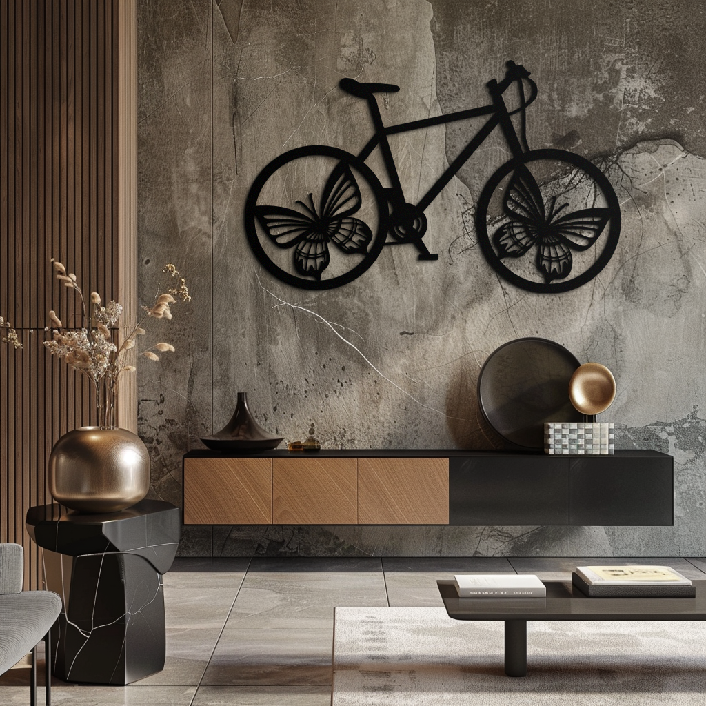 Butterfly Wheel Bicycle Metal Wall Art