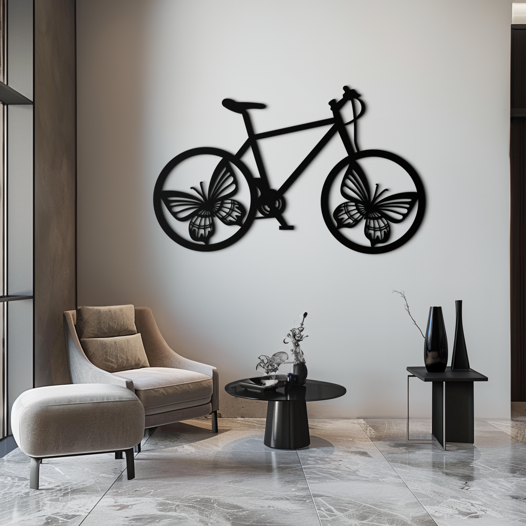 Butterfly Wheel Bicycle Metal Wall Art