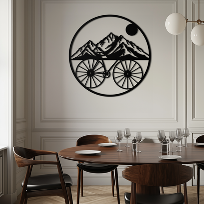 Mountain Bike and Nature Scene Metal Wall Art