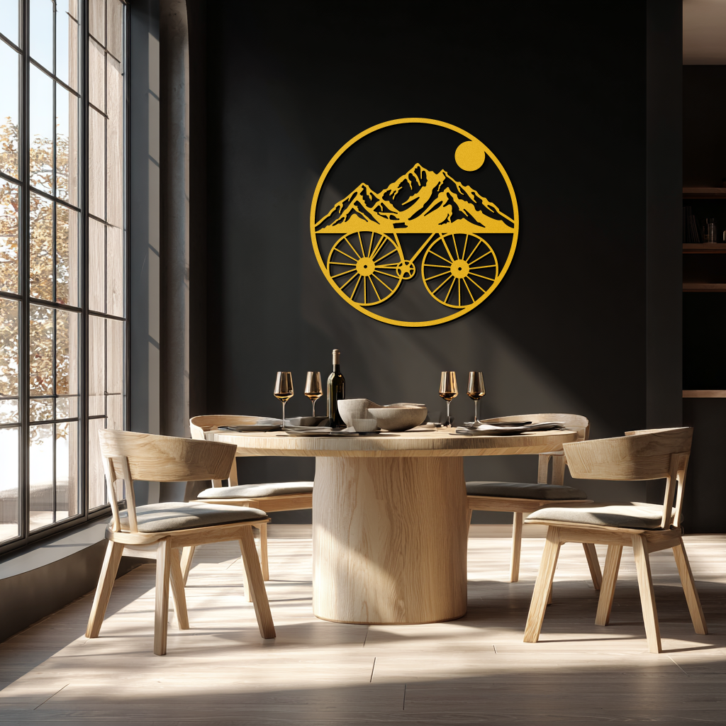 Mountain Bike and Nature Scene Metal Wall Art