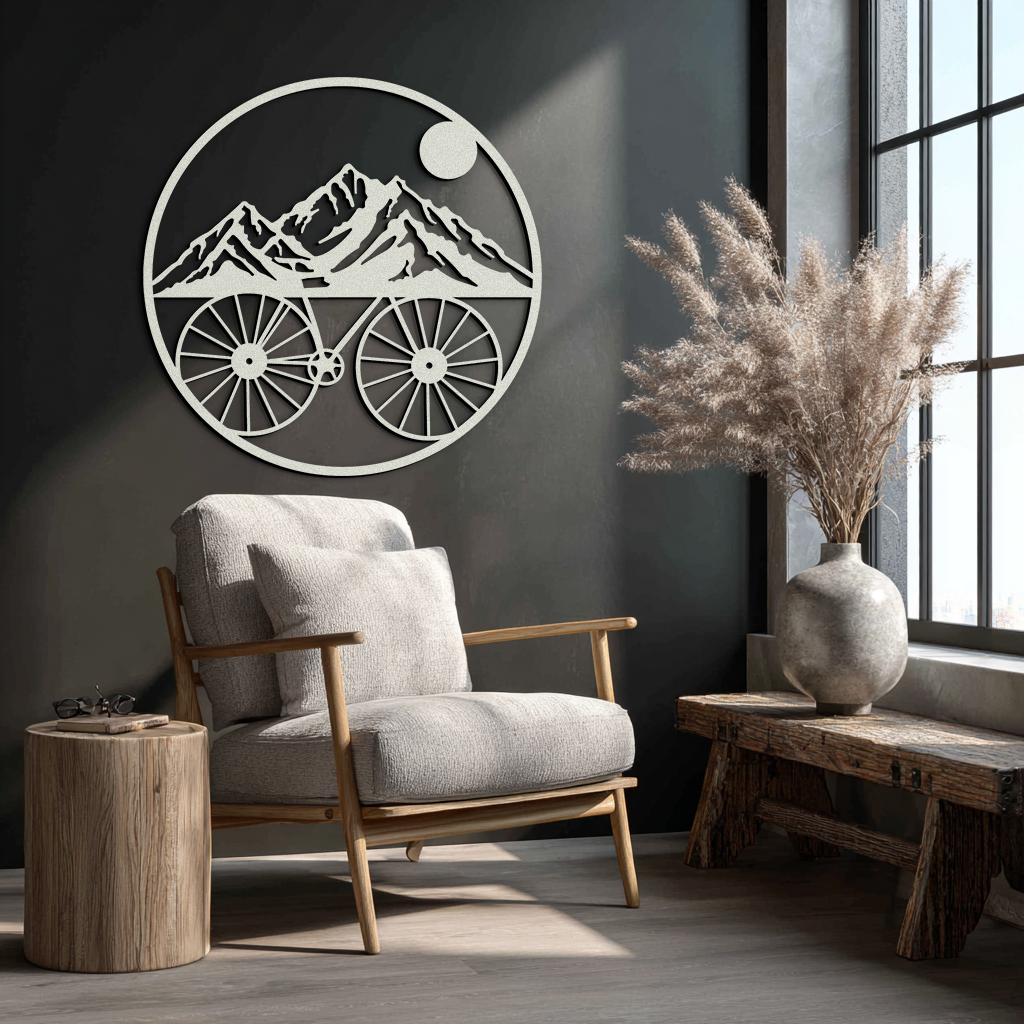 Mountain Bike and Nature Scene Metal Wall Art