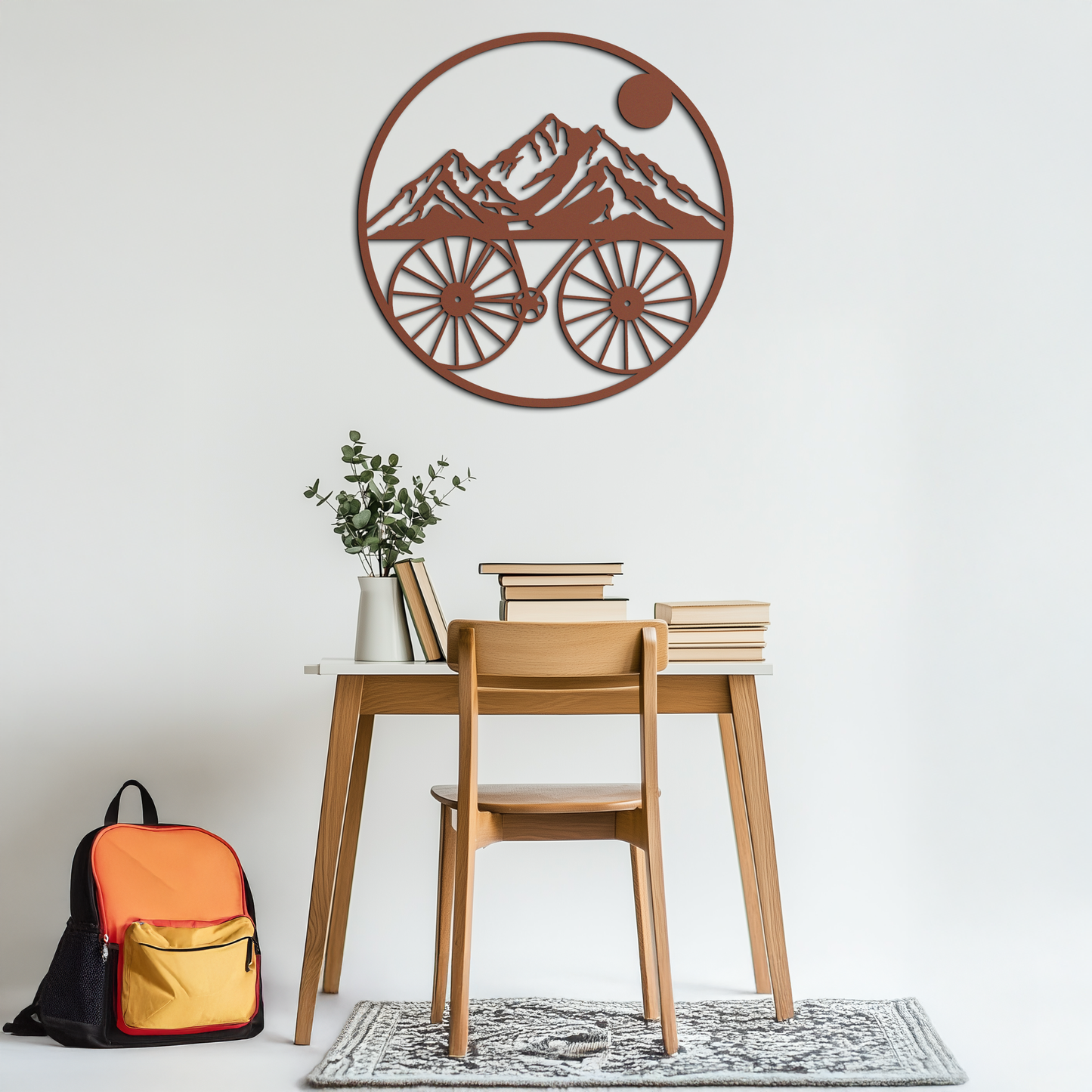 Mountain Bike and Nature Scene Metal Wall Art