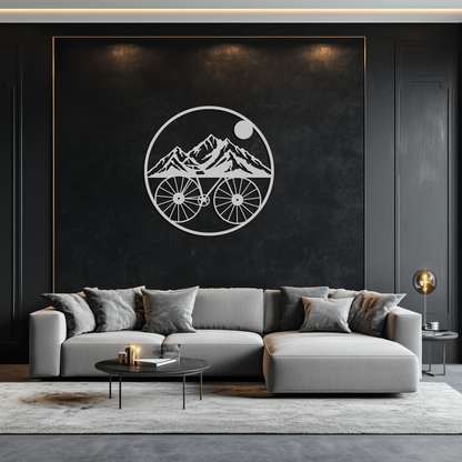 Mountain Bike and Nature Scene Metal Wall Art