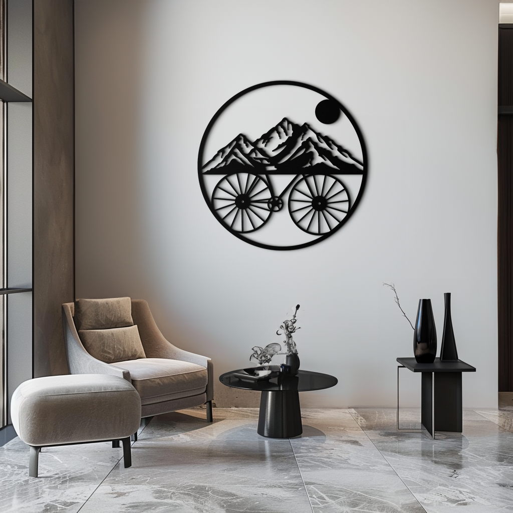 Mountain Bike and Nature Scene Metal Wall Art