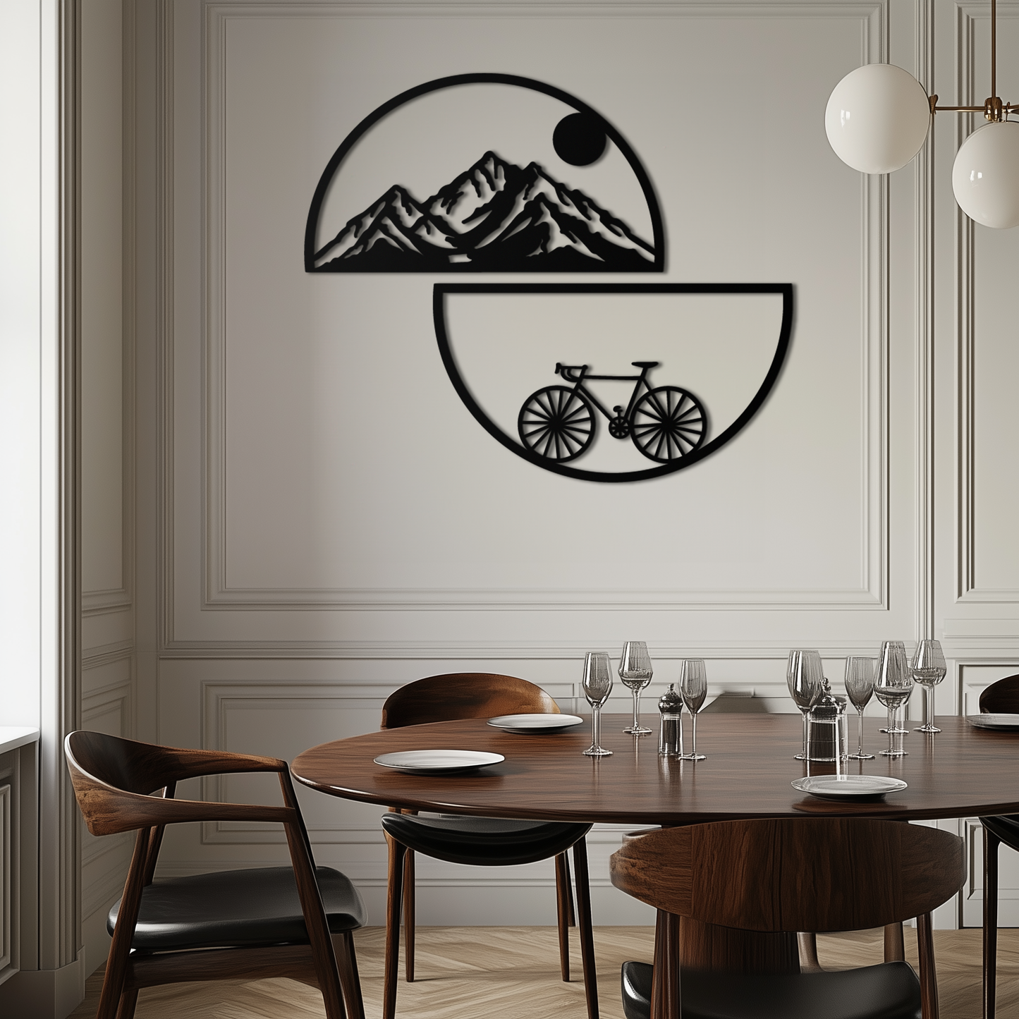 Mountain View and Bicycle Metal Wall Art