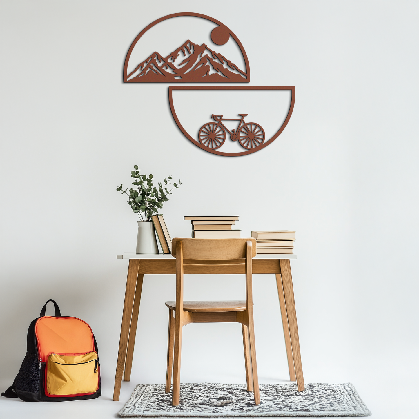 Mountain View and Bicycle Metal Wall Art