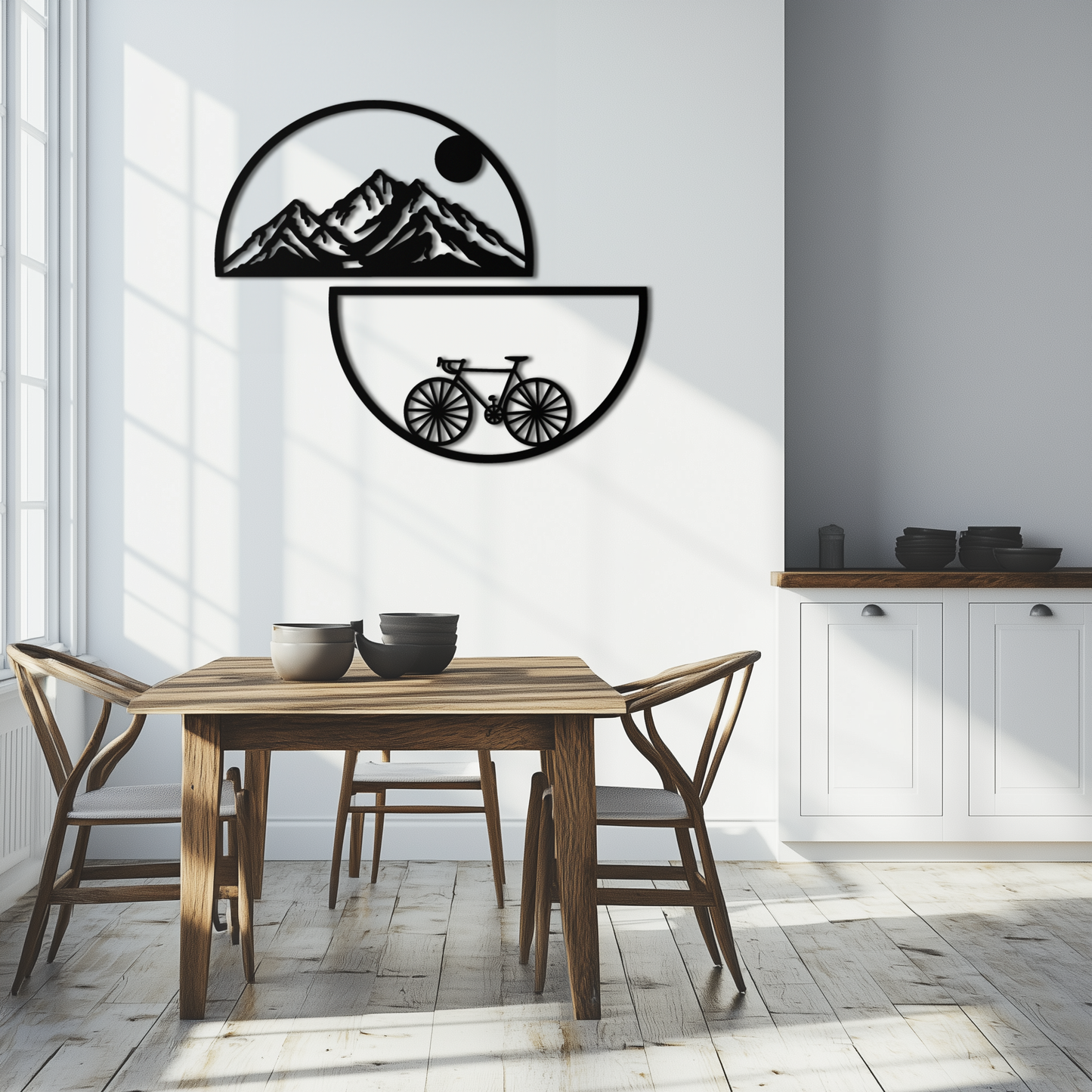 Mountain View and Bicycle Metal Wall Art