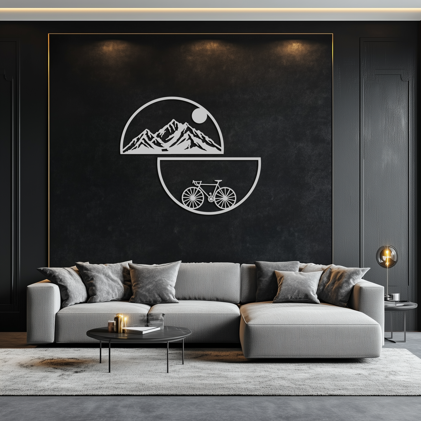 Mountain View and Bicycle Metal Wall Art