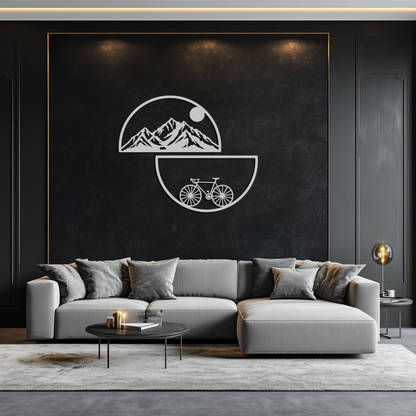 Mountain View and Bicycle Metal Wall Art