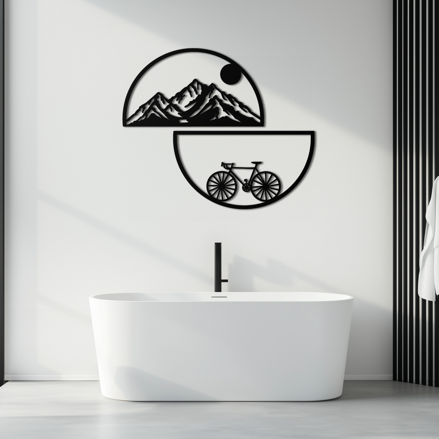Mountain View and Bicycle Metal Wall Art