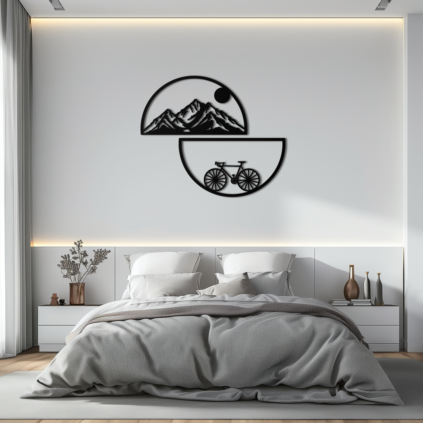 Mountain View and Bicycle Metal Wall Art