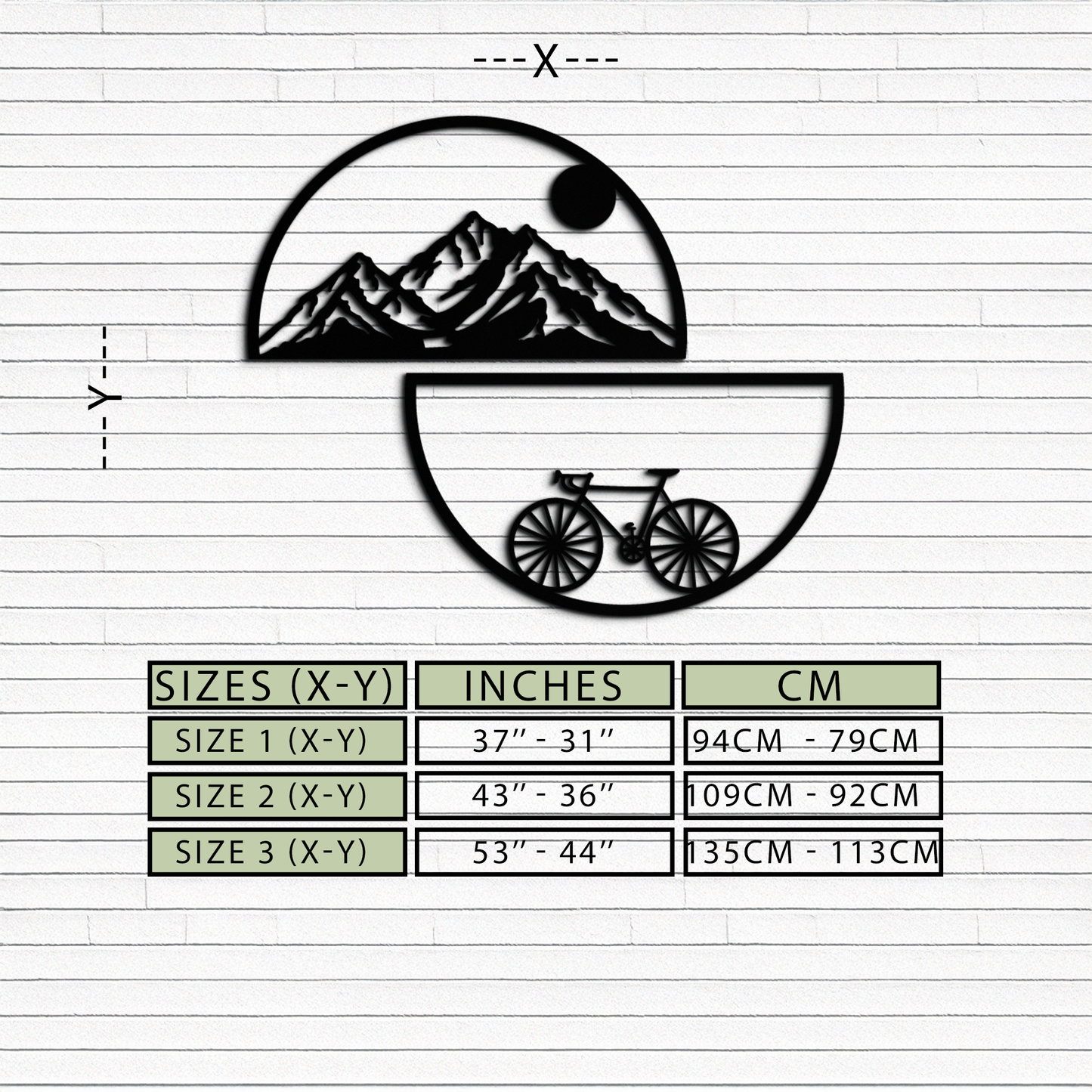 Mountain View and Bicycle Metal Wall Art