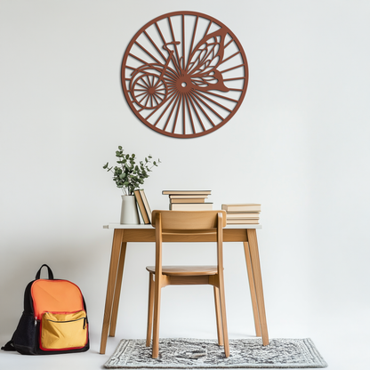 Round Butterfly Wheel Bicycle Metal Wall Art