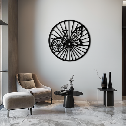 Round Butterfly Wheel Bicycle Metal Wall Art