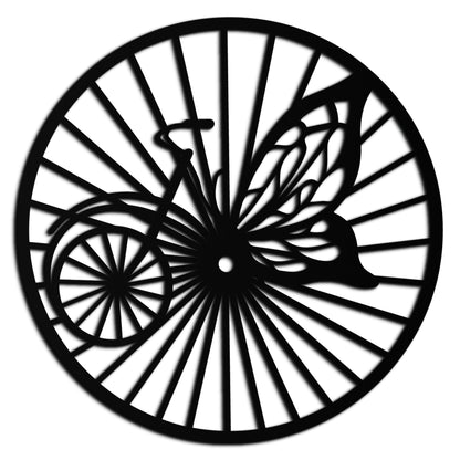Round Butterfly Wheel Bicycle Metal Wall Art