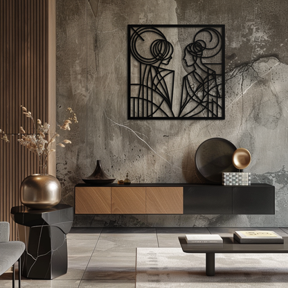 Abstract Women Line Art Metal Wall Art