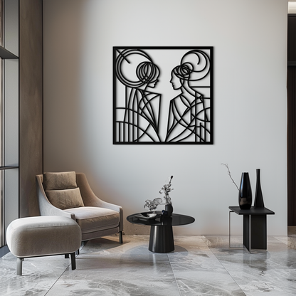 Abstract Women Line Art Metal Wall Art