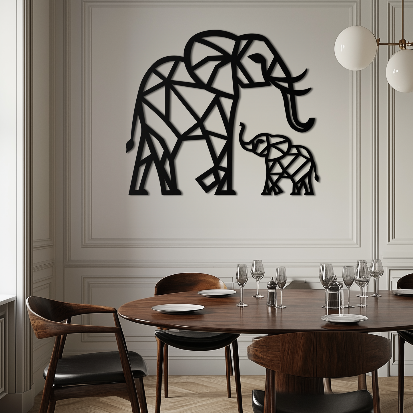 Elephant Family Metal Wall Art - Mom and Calves Decor
