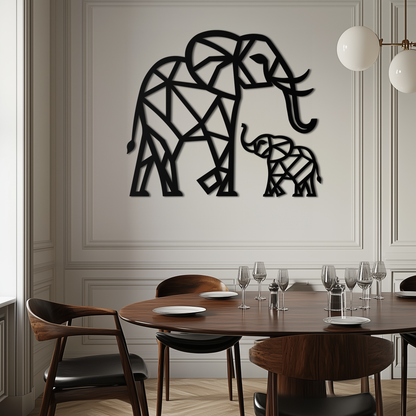 Elephant Family Metal Wall Art - Mom and Calves Decor